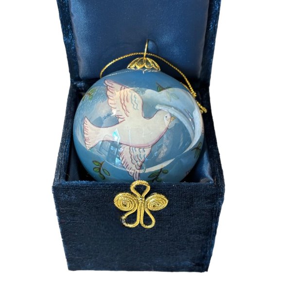 Vintage 2001 Dove Peace On Earth Li Bien Inside Art Glass Ball Ornament - Picture 8 of 9